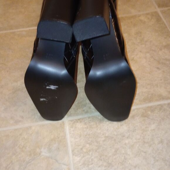 🆕🤠👢Pretty Little Thing Black Croc Knee High Boots - Picture 7 of 11